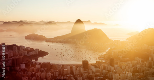 Panorama of Rio de Janeiro at sunrise, Brazil