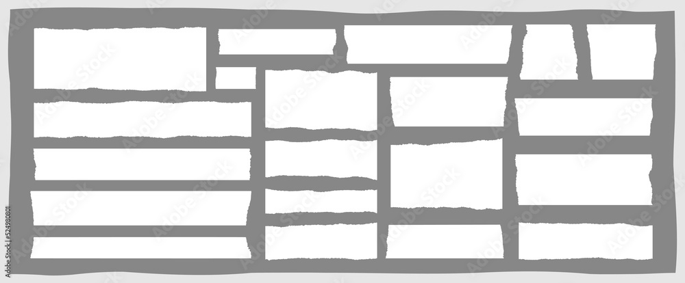 Blank rip newspaper strip, edge torn paper shred, isolated grunge ...