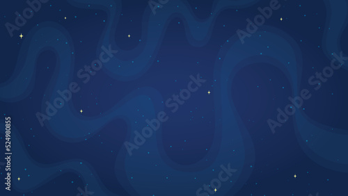 Abstract deep space background vector illustration. Comic style starry deep space wallpaper on horizontal blue color background for astrology graphic concept or futuristic children space game.