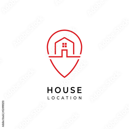 Pin Point Maps Location Home House Office Logo Design Vector Illustration