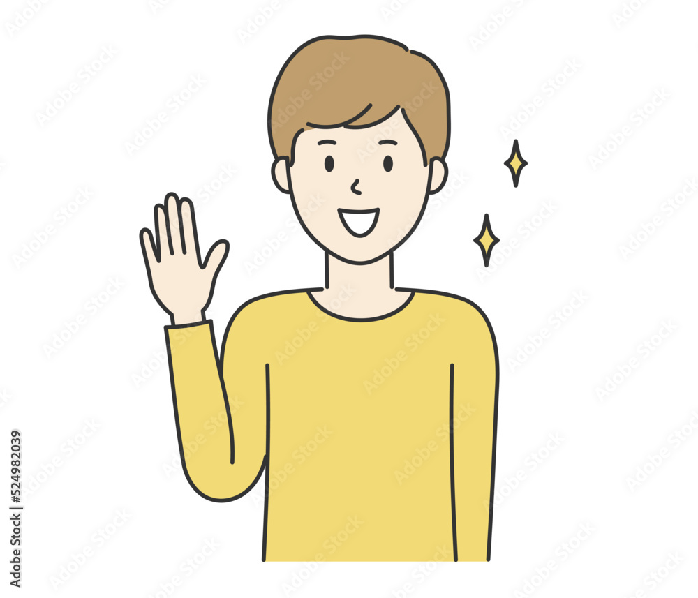Man waving his hand to say hello Man waving his hand to say hello