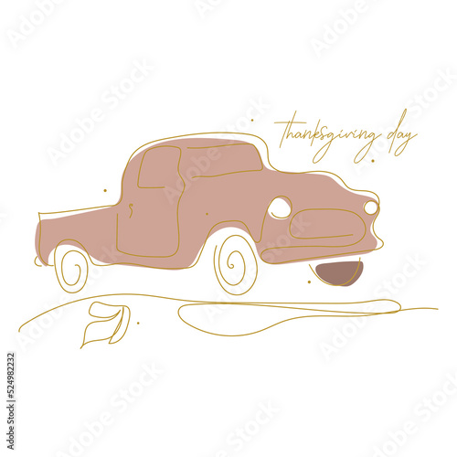 Thanksgiving day Car. Pattern for textiles. Autumn motifs.