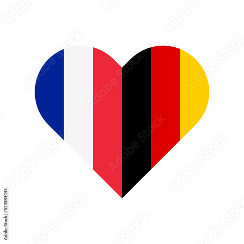 unity concept. heart shape icon of france and germany flags. vector illustration isolated on white background	