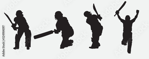 cricket athletes with black shadows, can be used for design material or in print