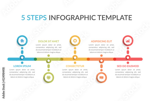 Infographic template with 5 steps, workflow, process chart