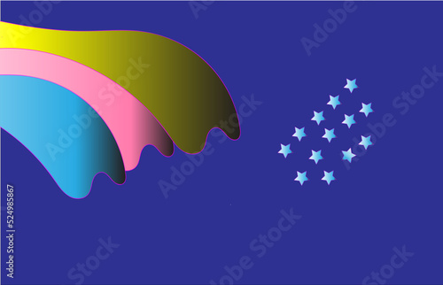Multi-color fluid background with some stars