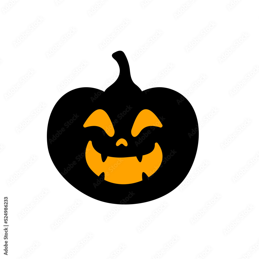 Fototapeta premium Yellow pumpkin vector for carving scary ghost faces for Halloween.