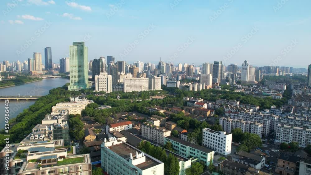 Urban environment on the banks of the Yuyao River in Ningbo, Zhejiang Province, China Urban environment on the banks of the Yuyao River in Ningbo, Zhejiang Province, China