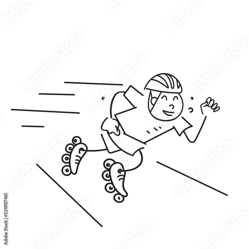hand drawn doodle speed inline skate illustration vector