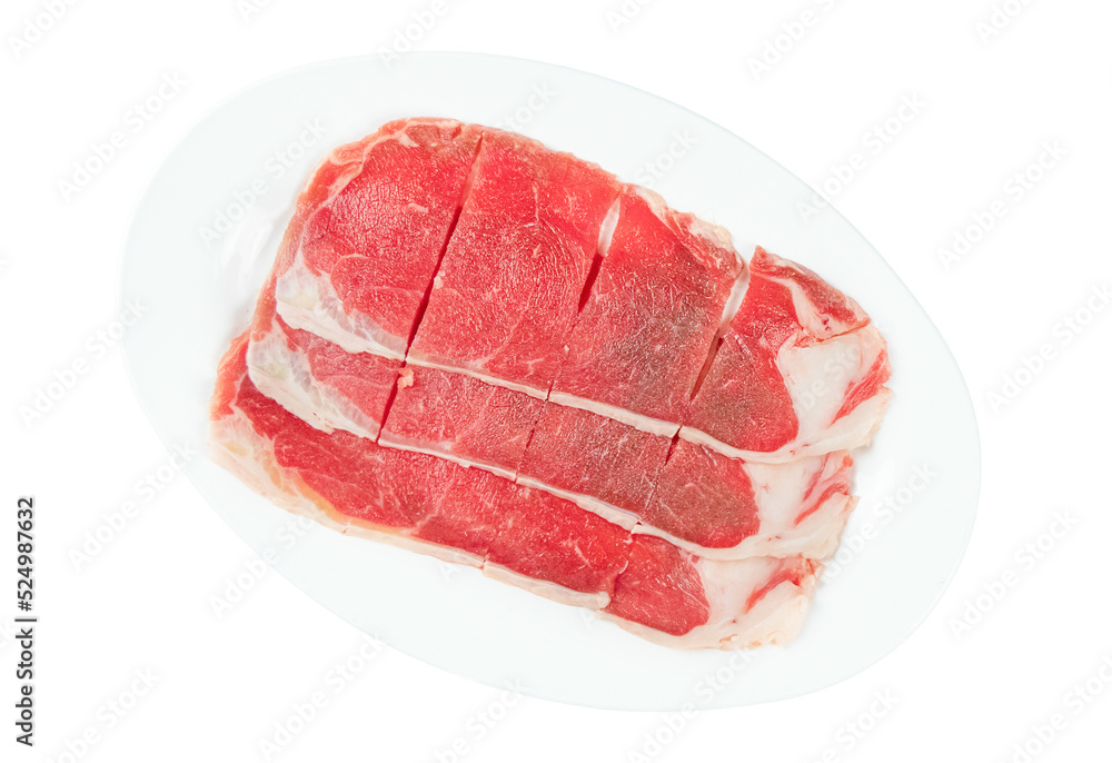 raw beef on a plate . raw beef on a plate .