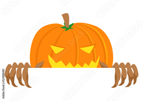 Jack O Lantern peeking from behind the wall