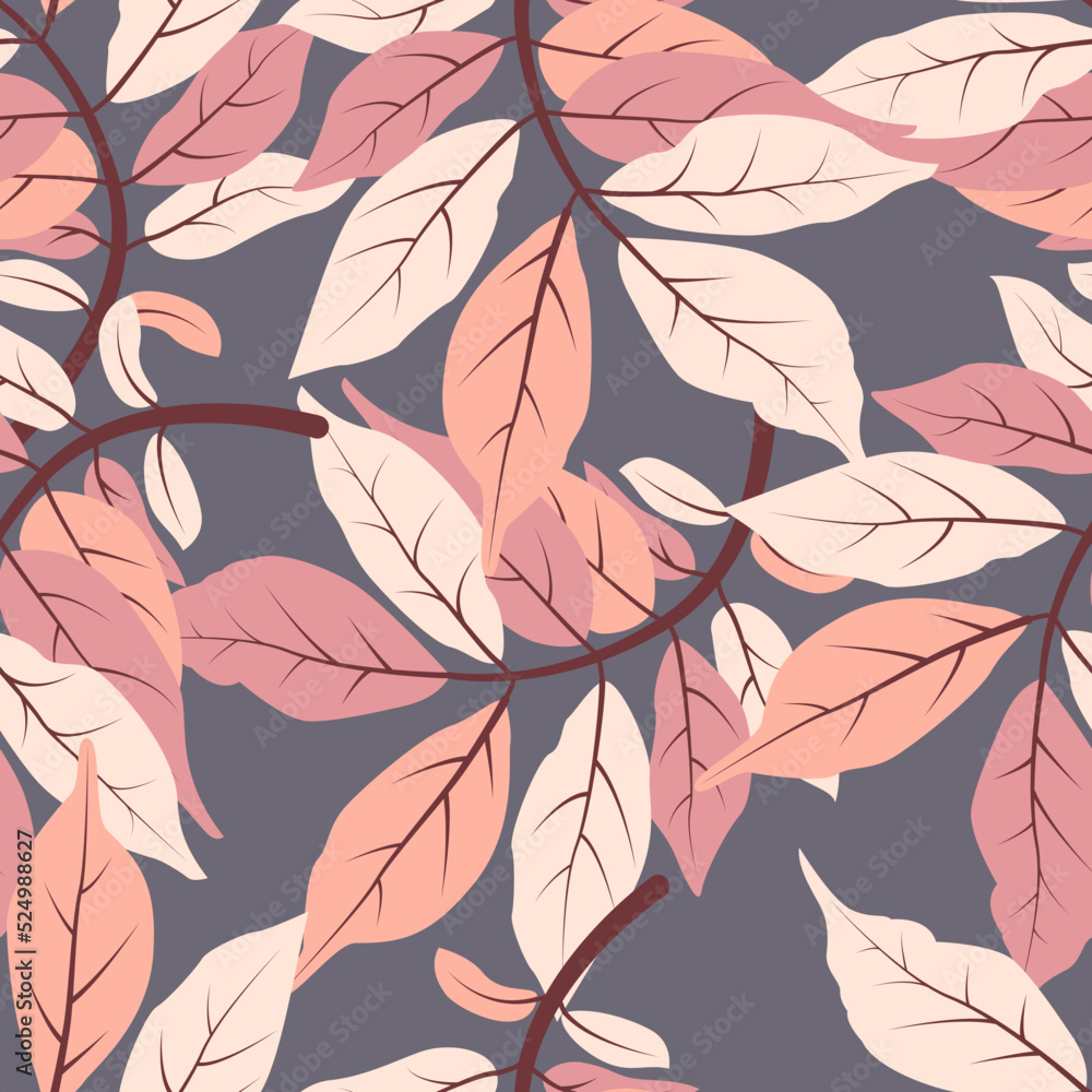 Elegant seamless pattern with colorful autumn leaves. Trendy fall foliage texture. Vector creative design for fabric, print, cover, banner