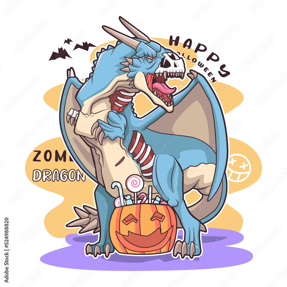 Naklejka premium zombie dragon vector illustration design
