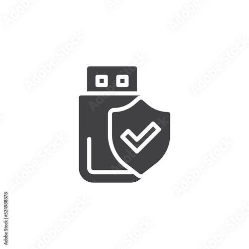 Flash drive protection vector icon