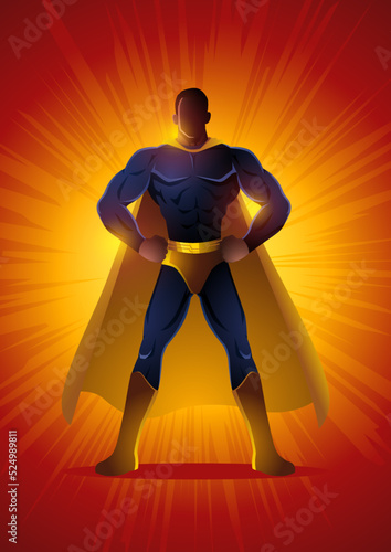 Superhero posing with hands on hips