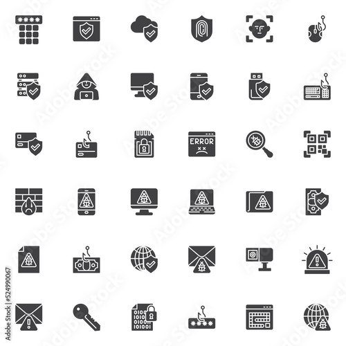 Cyber security vector icons set