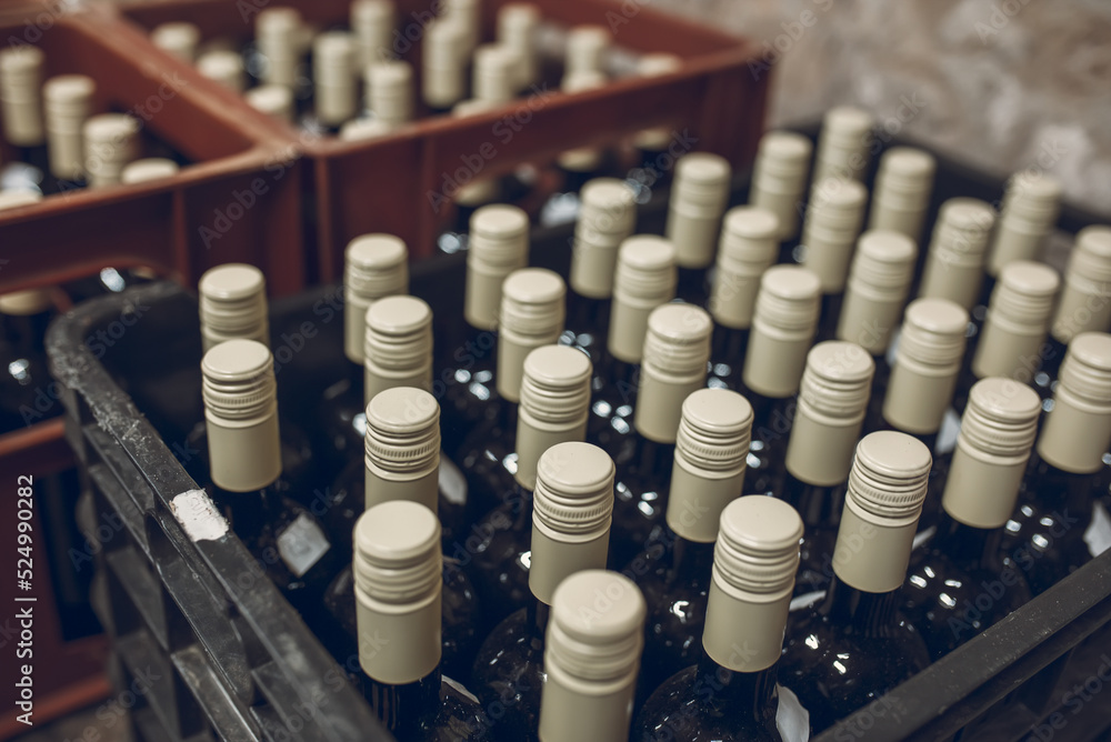 Stack of wine bottles in cellar Stack of wine bottles in cellar