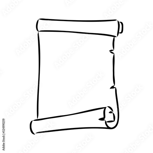 Vector hand drawn illustration of old scrolls in vintage engraved style. isolated on white background.