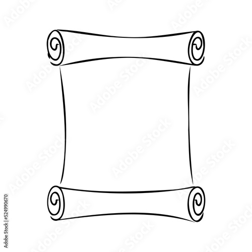 Vector hand drawn illustration of old scrolls in vintage engraved style. isolated on white background.