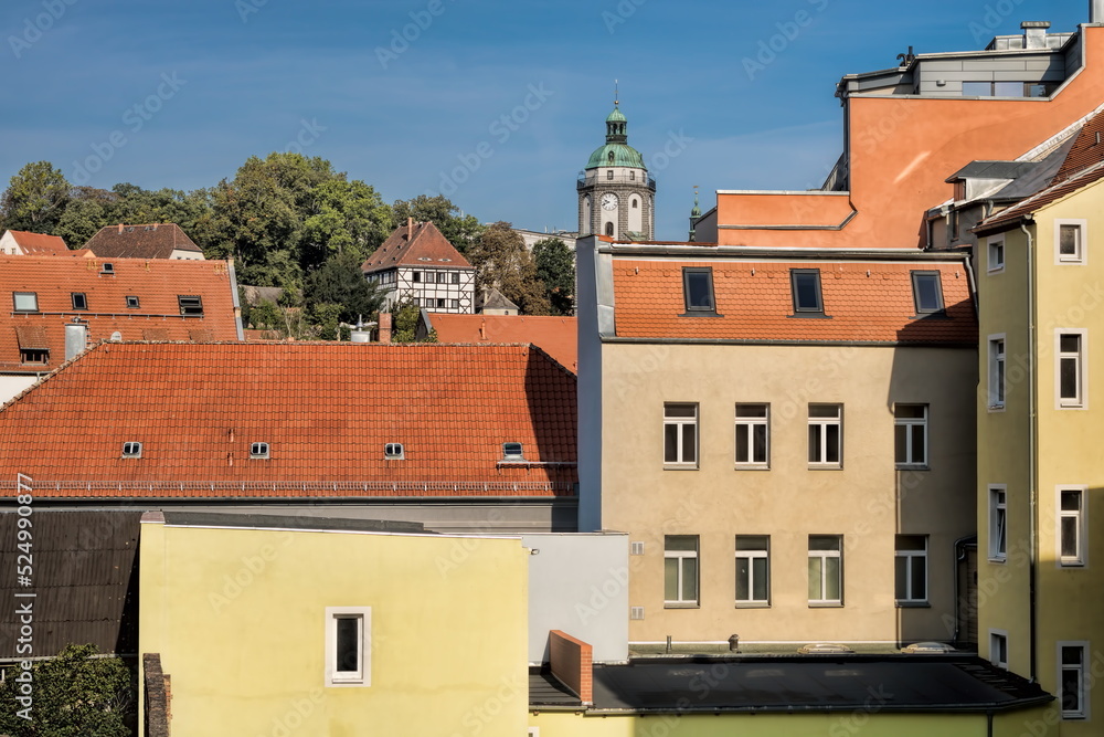 meißen, deutschland - stadtbild mit turm der frauenkirche meißen, deutschland - stadtbild mit turm der frauenkirche