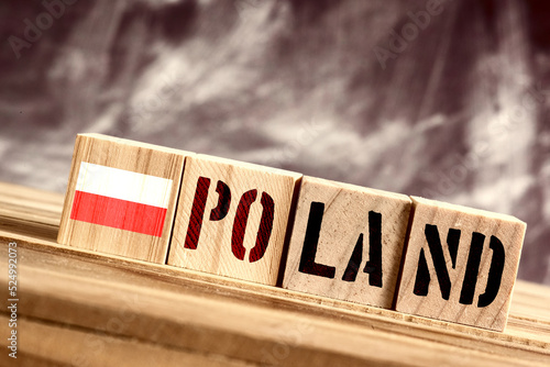 Flagge von Polen und Wort Poland