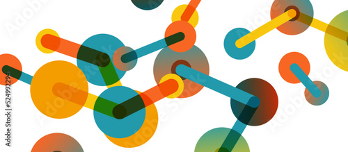 Abstract background. Round dots connected by lines. Trendy techno business template for wallpaper, banner, background or landing