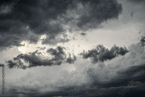 Dark dramatic sky with black storm clouds.