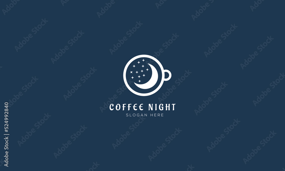 Coffee Night Logo Design Vector Template