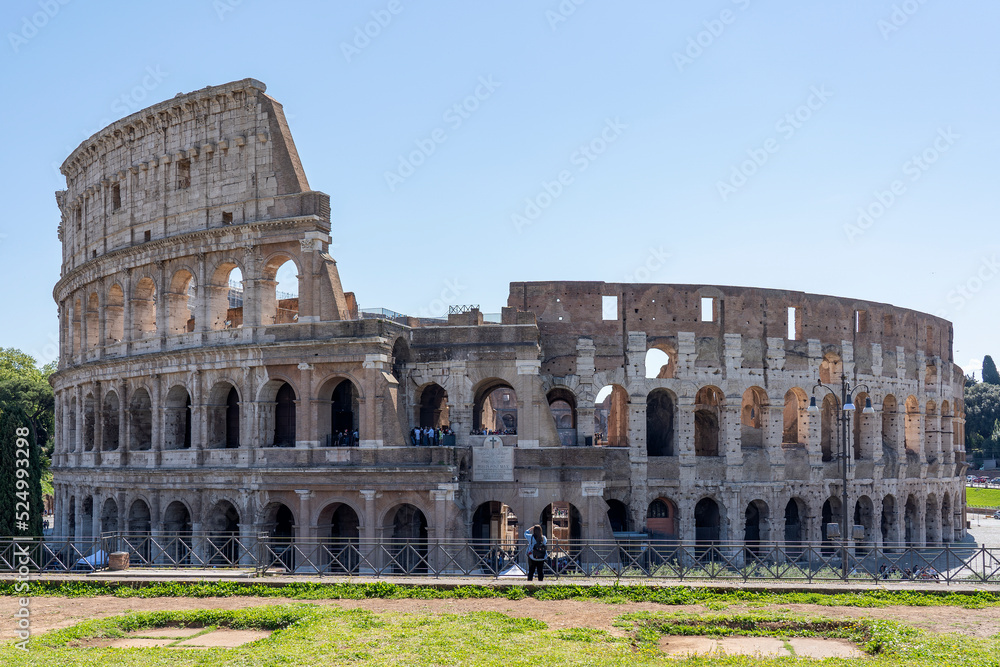 Photo of the West side of the Colosseum (seen from Tempio di Venere e Roma) in Rome