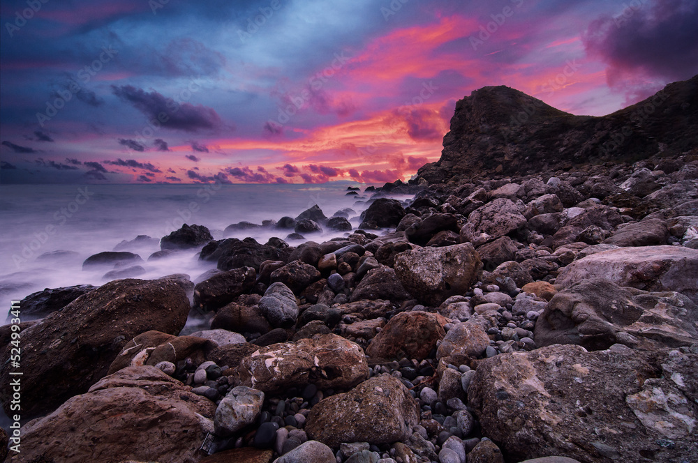 Beautiful sunset on the seashore.