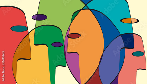 Abstract crowd. People in confusion. Concept of fusion of thoughts.Vector illustration