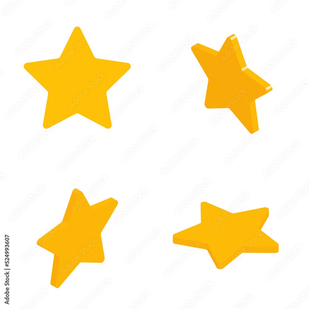 Isometric stars set. 3d yellow stars collection vector illustration. Isometric stars set. 3d yellow stars collection vector illustration.