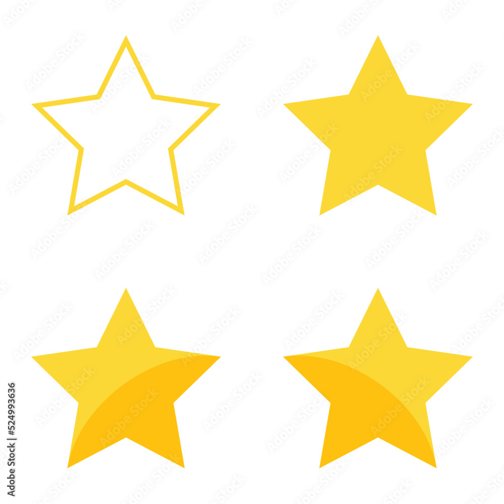 Set of vector icons for ratings. The stars are hollow, filled, with inner shadow. Set of vector icons for ratings. The stars are hollow, filled, with inner shadow.