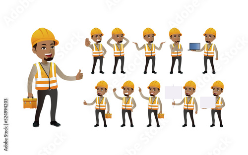 Business people set different gestures
