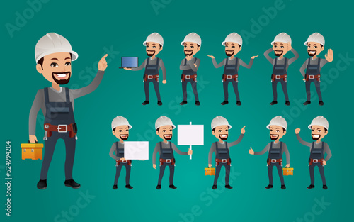 Business people set different gestures