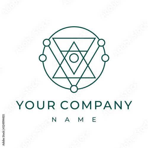 Alchemy symbols logo inspiration vector Illustration custom logo design vector