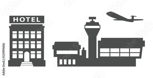 airport with hotel and plane