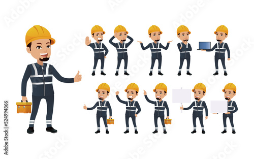 Workers with different poses. vector