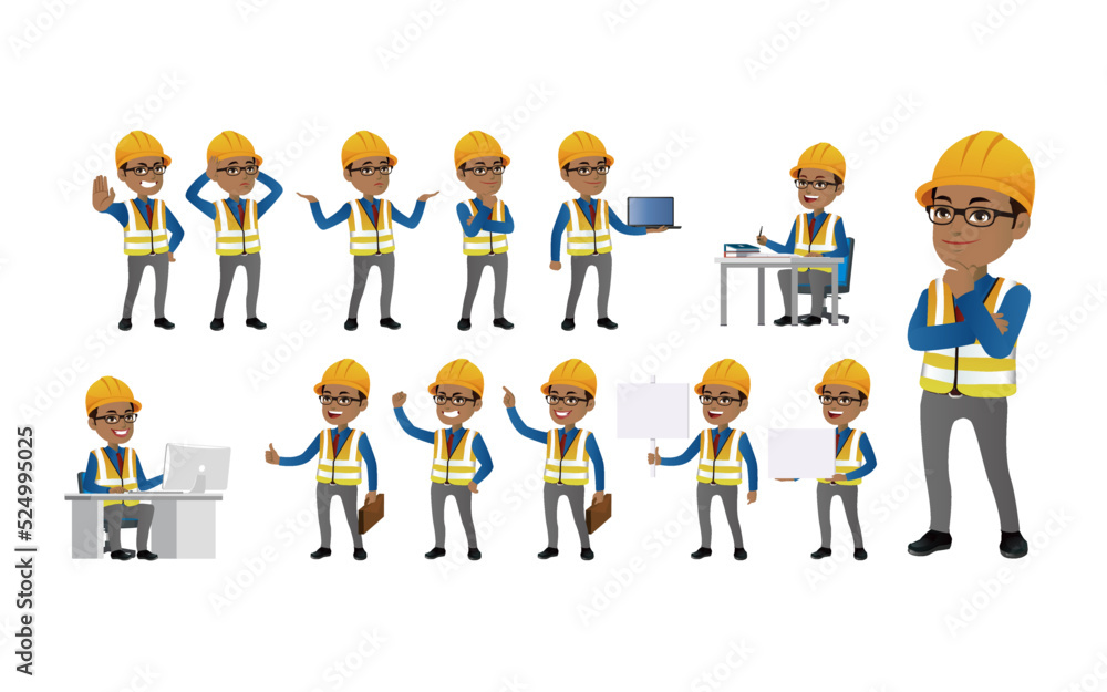 Engineers with different poses. vector Engineers with different poses. vector