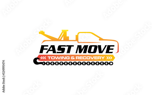 Illustration vector graphic of towing truck service logo design suitable for the automotive company