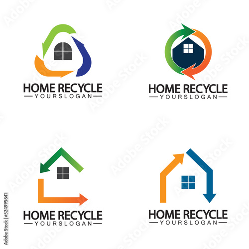 House home recycle logo icon vector illustration design