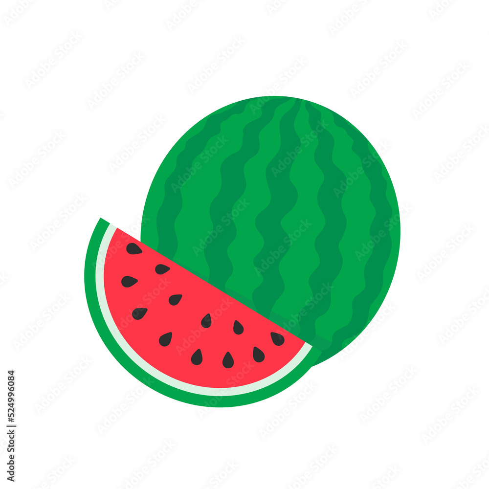 Watermelon vector. red fruit cut into pieces with seeds inside Refreshing food in the summer Watermelon vector. red fruit cut into pieces with seeds inside Refreshing food in the summer
