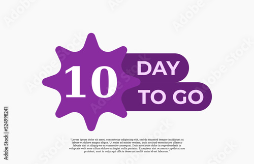 10 Day To Go. Offer sale business sign vector art illustration with fantastic font and nice purple white color