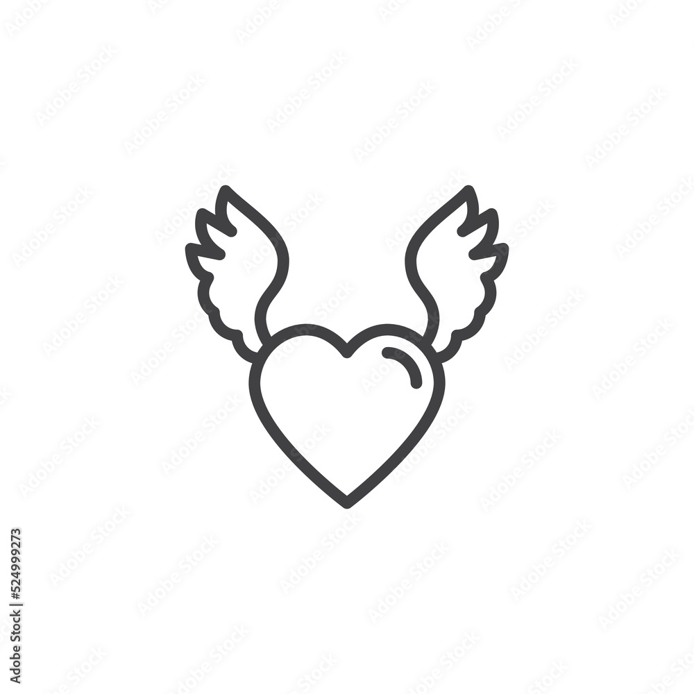 Flying heart line icon Flying heart line icon