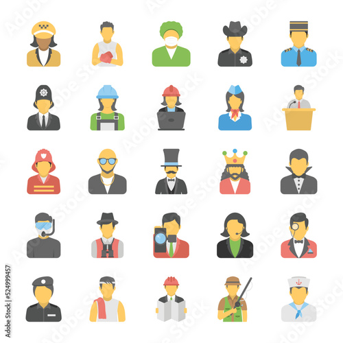 Flat Icons Set of Professions
