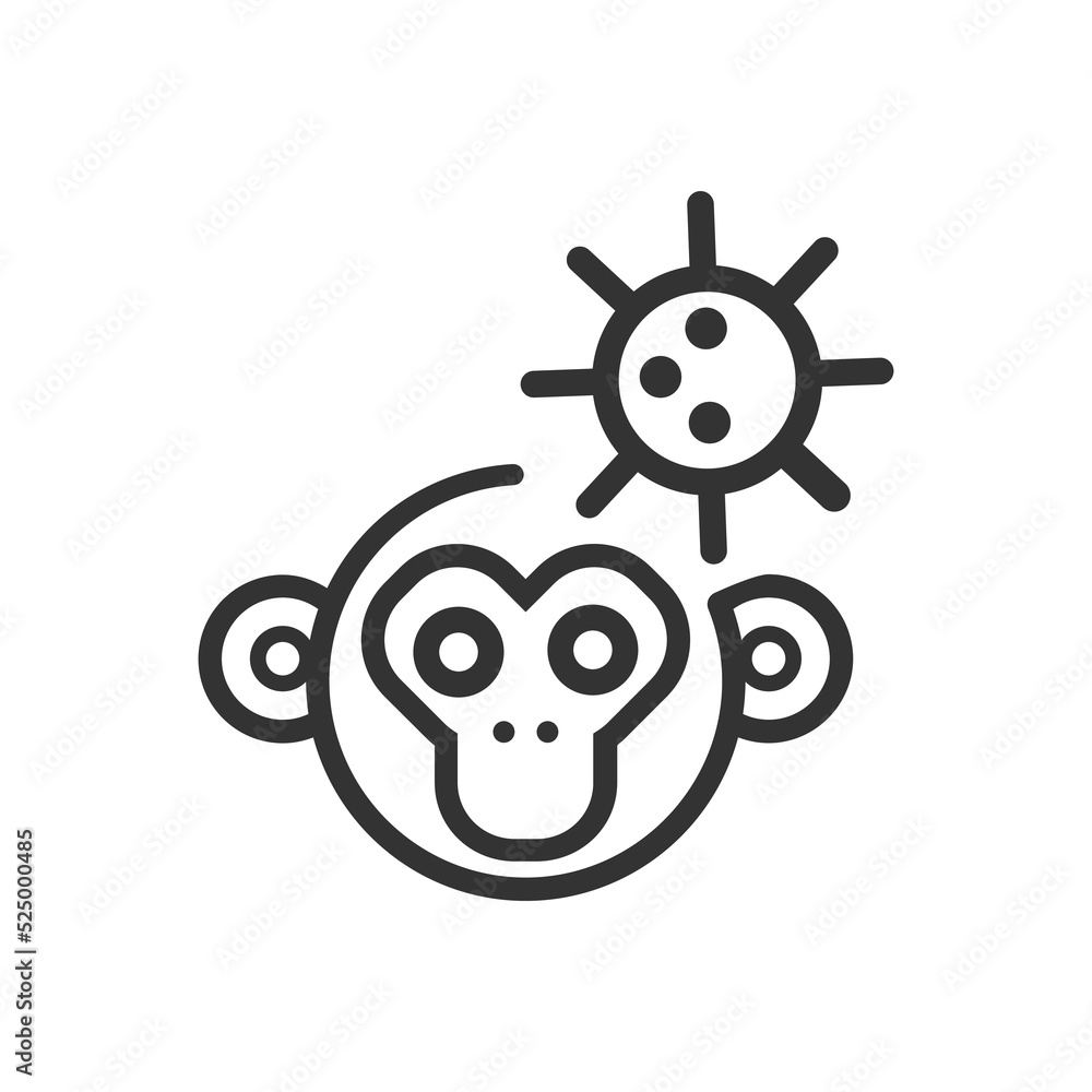 Monkey pox cartoon line icon.