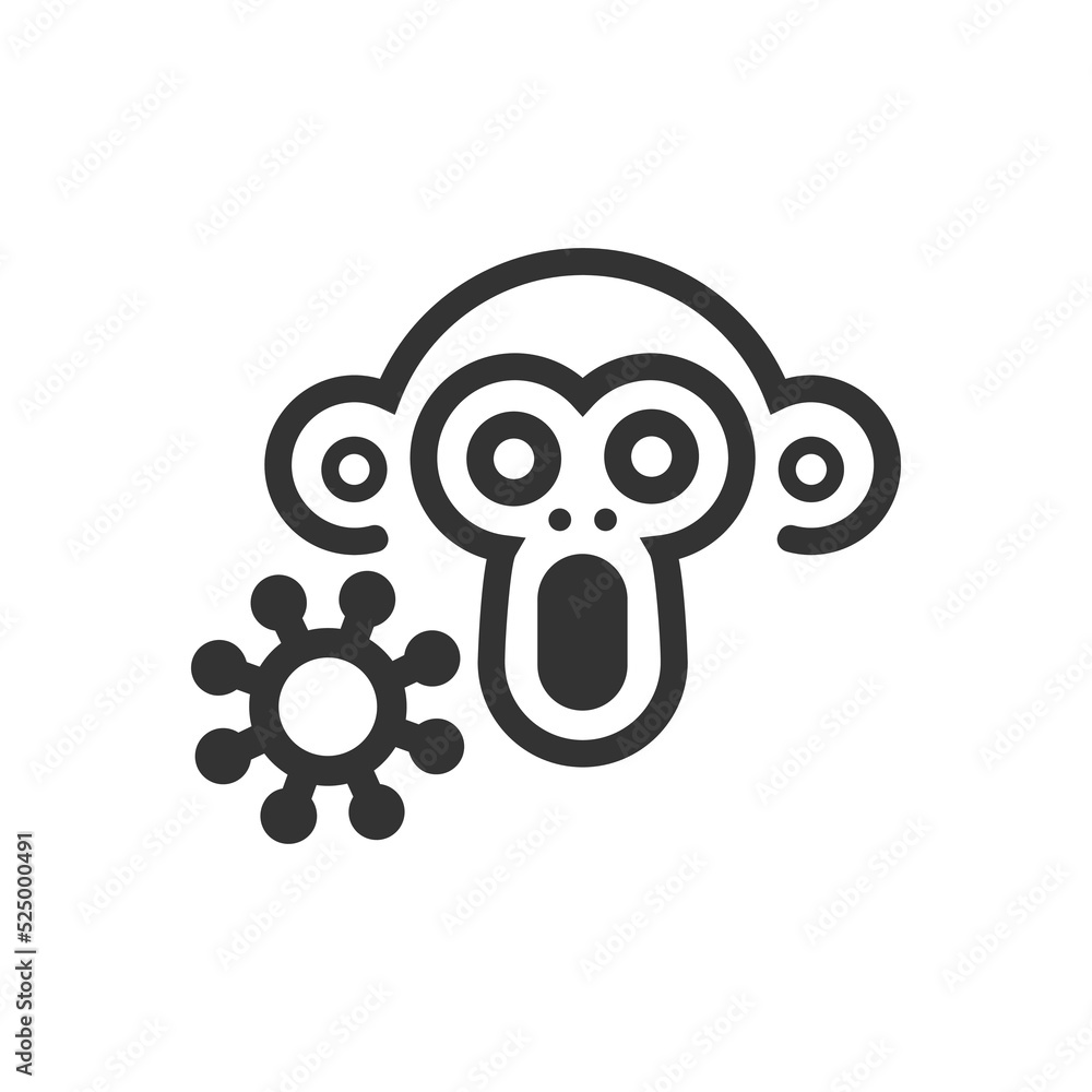 Monkey pox cartoon line icon. Monkey pox cartoon line icon.