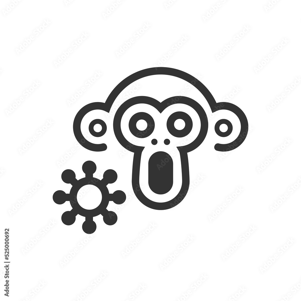 Monkey pox cartoon line icon. Monkey pox cartoon line icon.