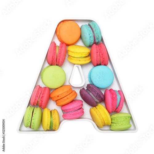 macaroons variety in alphabet plate