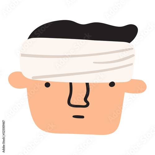 Head injury. Vector hand drawn icon on white background. photo